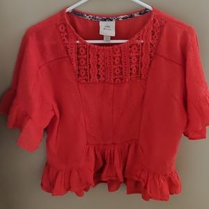 Knox Rose Blood Orange Sheer Textured Top